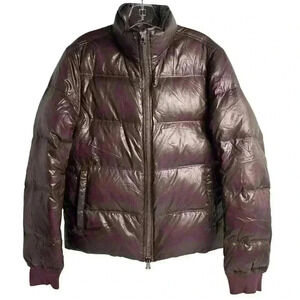 Theory Women's Purple Faux Leather Puffer Jacket Size S Winter Casual